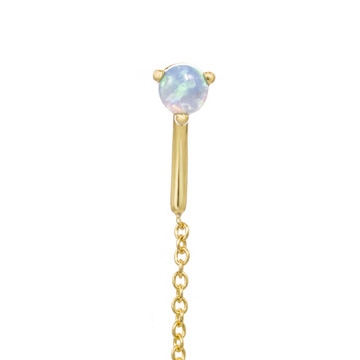 Detalje billede af lyseblå opal perle i ørekæde
